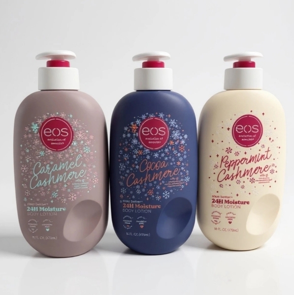 Eos Holiday Body Lotion Limited Edition Peppermint Coccoa & Caramel Cashmere